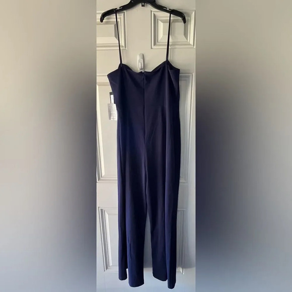 BEBE NWT OPEN LEG SCUBA JUMPSUIT size xl in navy women’s trendy - Picture 7 of 11